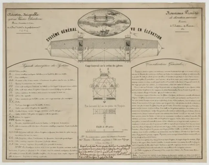 Framed Print : Aerostat dirigeable systeme Vaussin Chardanne, brevet... No Framed Print : Aerostat dirigeable systeme Vaussin Chardanne, brevet... No
