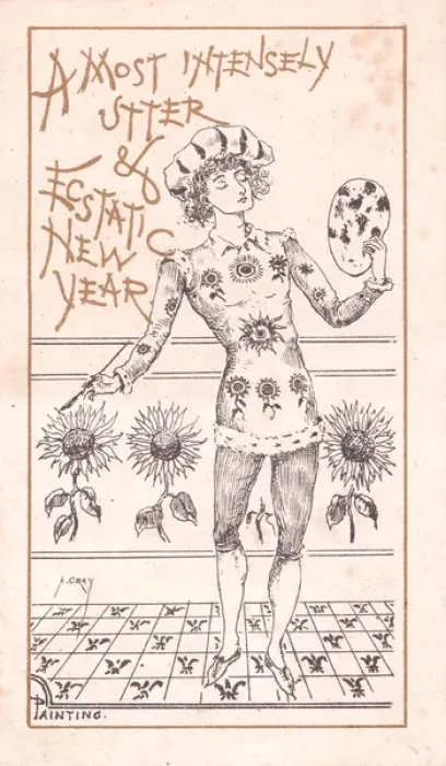 Framed Print : Aesthetic young man on New Year card Framed Print : Aesthetic young man on New Year card