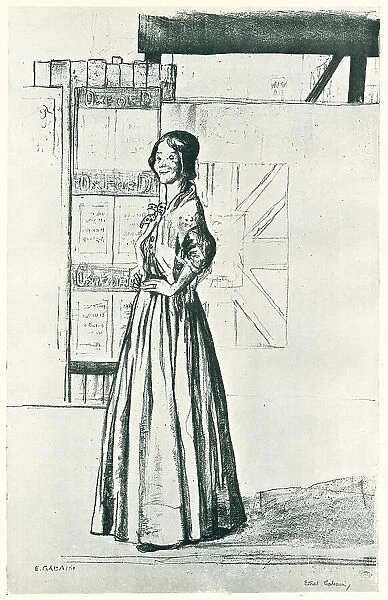 Affiches. A portrait lithograph of a young woman