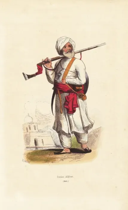 Framed Print : Afghan soldier wearing turban, shalwar tunic Framed Print : Afghan soldier wearing turban, shalwar tunic