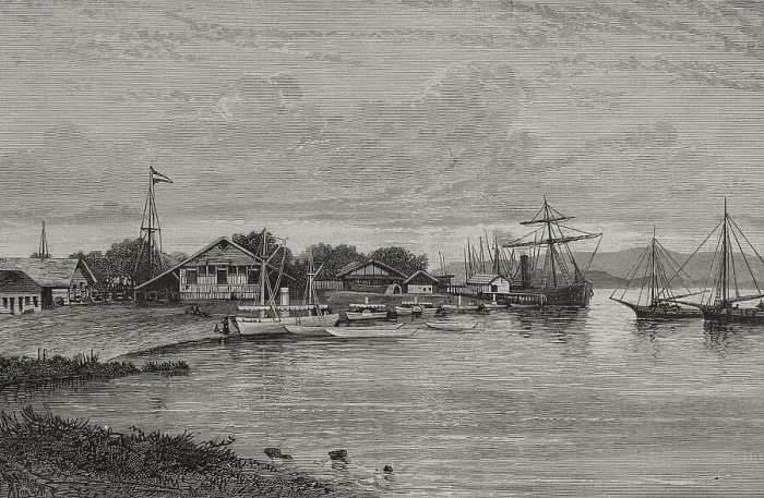 Framed Print : Africa. Congo. The fleet of the international expedition Framed Print : Africa. Congo. The fleet of the international expedition