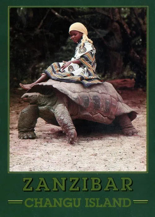 Framed Print : Africa - Zanzibar - Changu Island - Riding a Giant Tortoise Framed Print : Africa - Zanzibar - Changu Island - Riding a Giant Tortoise