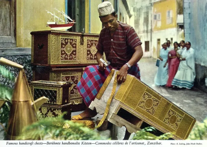 Framed Print : Africa - Zanzibar, Tanzania - hand-crafted decorated chests Framed Print : Africa - Zanzibar, Tanzania - hand-crafted decorated chests