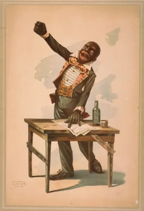 Framed Print : African American, standing at desk, with one hand resting on Framed Print : African American, standing at desk, with one hand resting on
