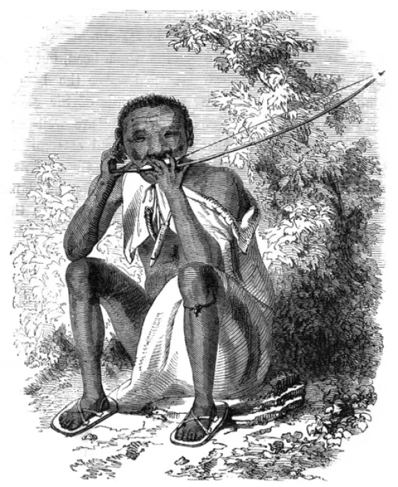 Framed Print : African bushman with goura Framed Print : African bushman with goura