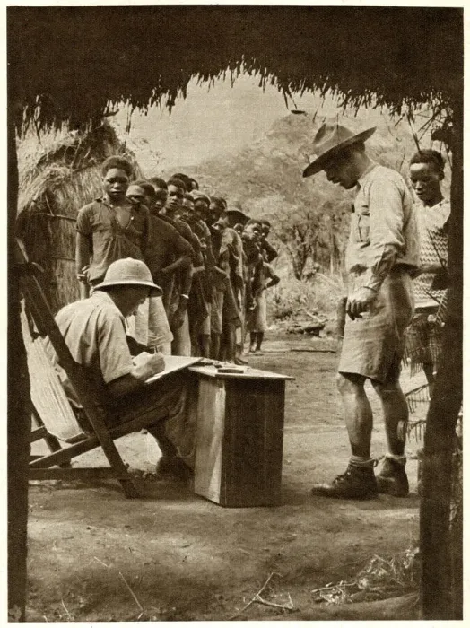 Framed Print : African labourers lined up to receive their wages Framed Print : African labourers lined up to receive their wages