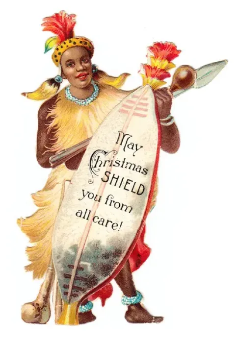 Framed Print : African man on a Victorian Christmas scrap Framed Print : African man on a Victorian Christmas scrap