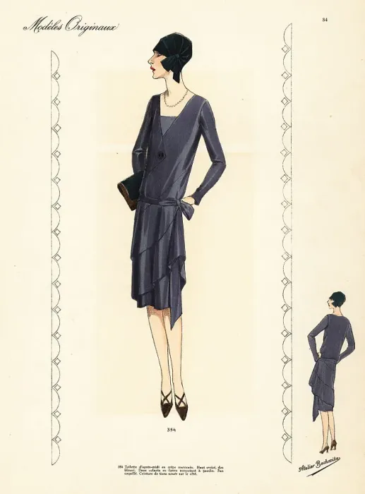 Framed Print : Afternoon dress of purple crepe marocain Framed Print : Afternoon dress of purple crepe marocain