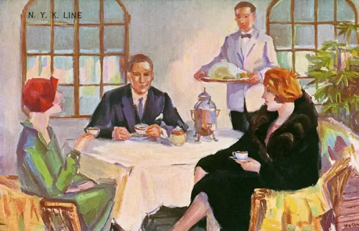 Framed Print : Afternoon Tea aboard a ship of the NYK Line Framed Print : Afternoon Tea aboard a ship of the NYK Line
