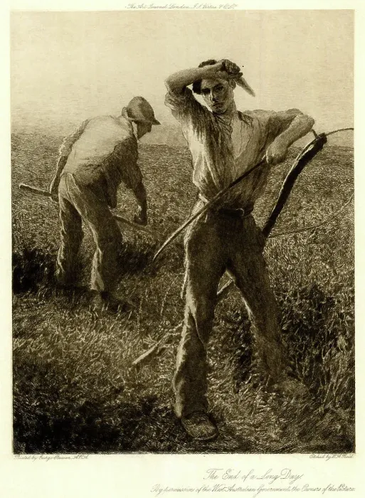 Framed Print : Agricultural labourers, The End of a Long Day Framed Print : Agricultural labourers, The End of a Long Day