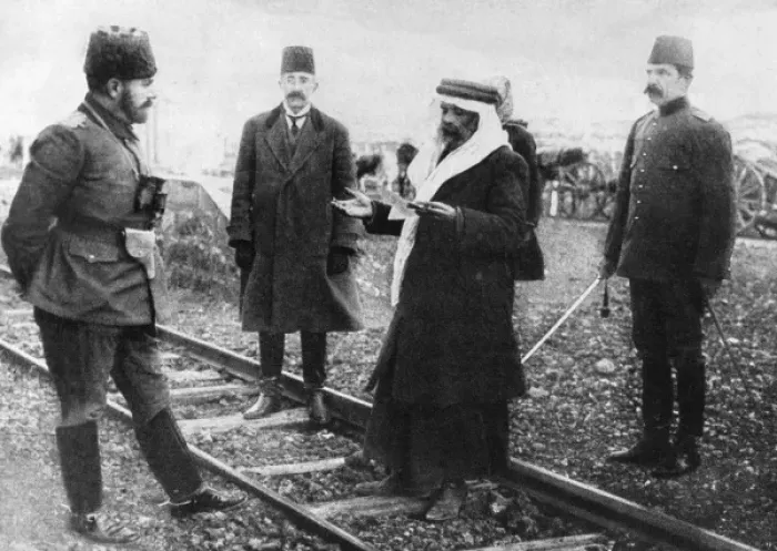Framed Print : Ahmed Jemal Pasha greeted by a Sheik Framed Print : Ahmed Jemal Pasha greeted by a Sheik