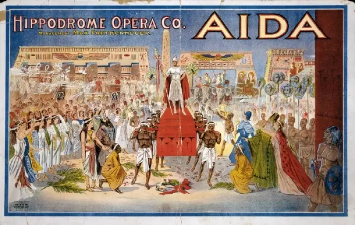 Framed Print : Aida. Poster showing a scene from the spectacle Aida.