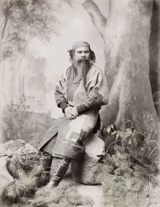 Framed Print : Ainu, Aino man from Haokkaido island, Japan Framed Print : Ainu, Aino man from Haokkaido island, Japan