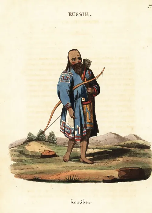 Framed Print : Ainu man of the Kuril Islands, Russia, 18th century Framed Print : Ainu man of the Kuril Islands, Russia, 18th century