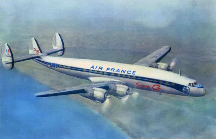 Framed Print : Air France Super G Constellation plane in flight Framed Print : Air France Super G Constellation plane in flight