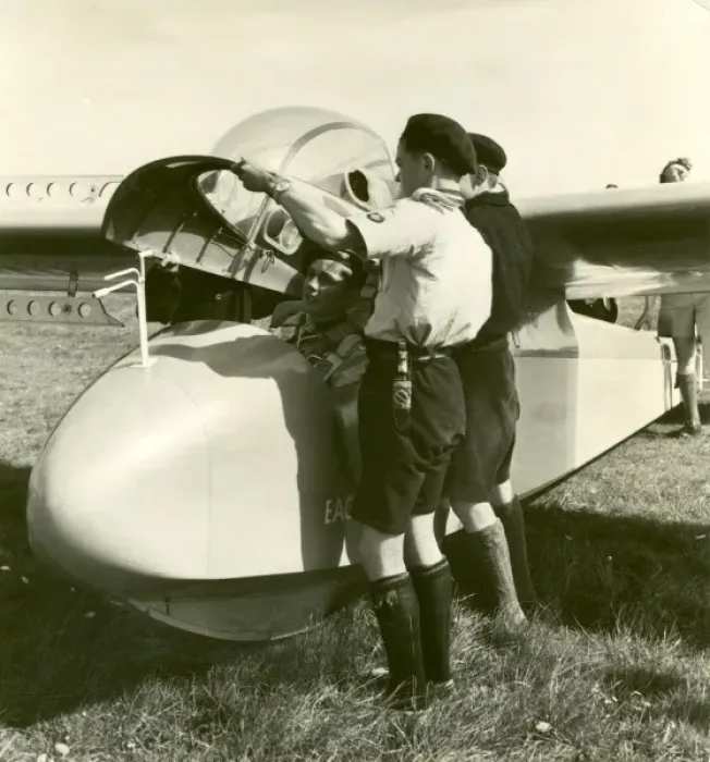 Framed Print : Air Scouts preparing a glider Framed Print : Air Scouts preparing a glider