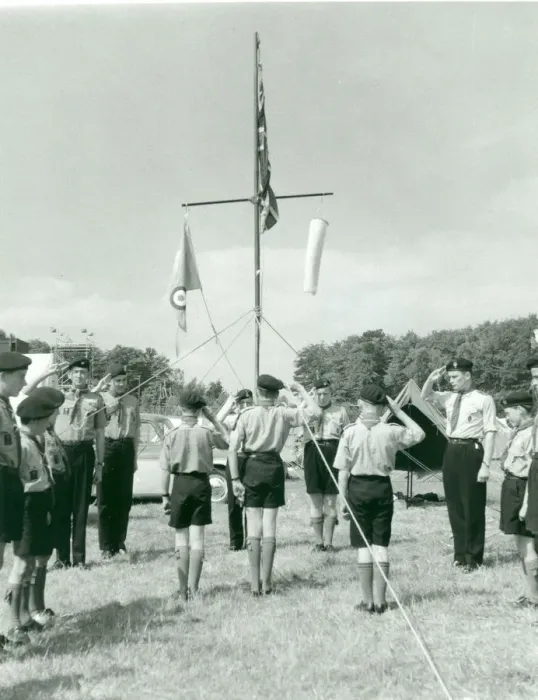 Framed Print : Air Scouts saluting flags Framed Print : Air Scouts saluting flags