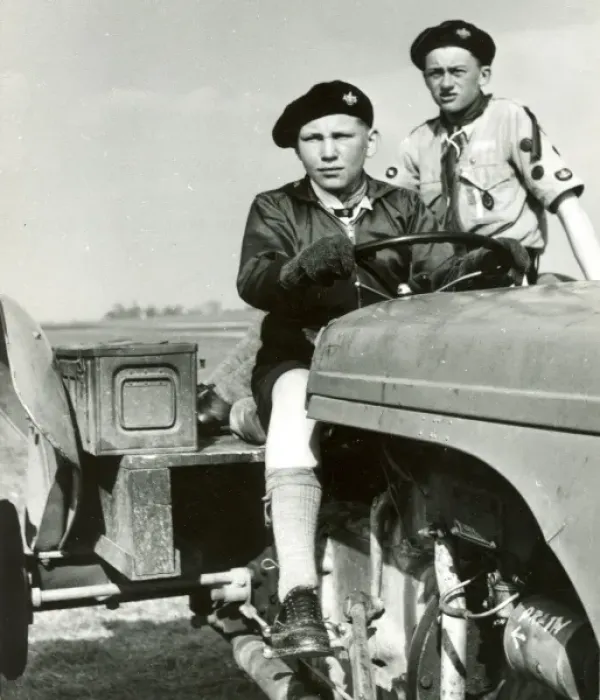 Framed Print : Air Scouts on a tractor Framed Print : Air Scouts on a tractor