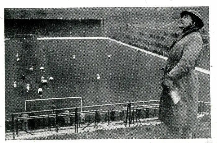 Framed Print : Aircraft spotter on duty at football match, WW2