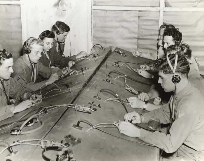 Framed Print : Airmen Attending a Radio Communication Class at the Head? Framed Print : Airmen Attending a Radio Communication Class at the Head?