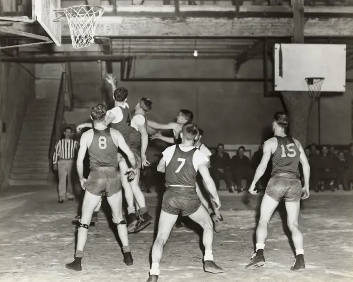 Framed Print : Airmen Playing Basketball in a Gym at the Headquarters o? Framed Print : Airmen Playing Basketball in a Gym at the Headquarters o?