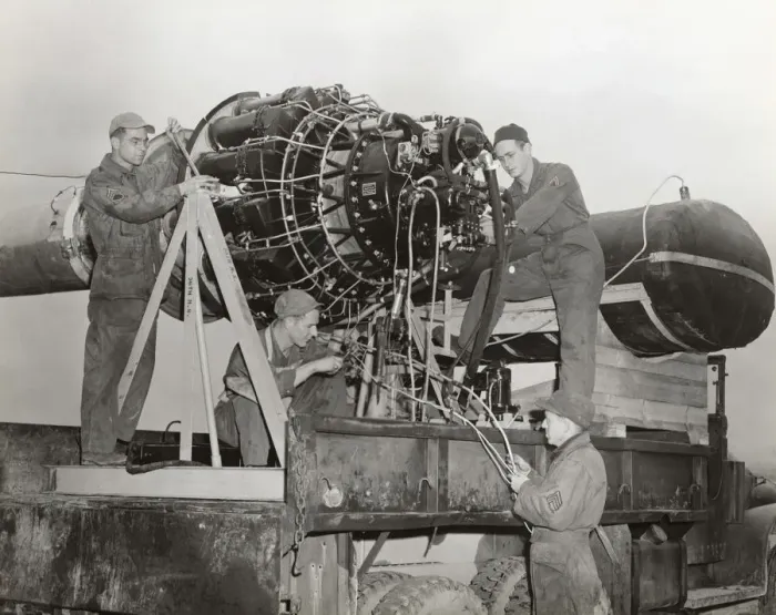 Framed Print : Airmen Working on a Jet Engine Mounted on a Special Fram? Framed Print : Airmen Working on a Jet Engine Mounted on a Special Fram?
