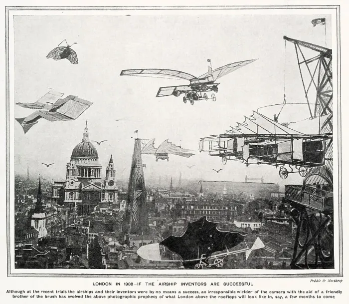 Framed Print : If Airship Inventors are Successful 1908