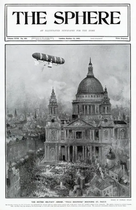 Framed Print : Airship Nulli Secundus Flying Over London 1907 Framed Print : Airship Nulli Secundus Flying Over London 1907