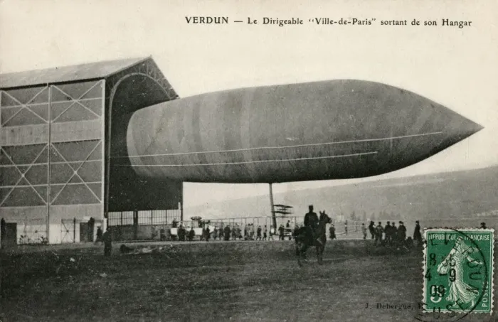 Framed Print : Airship Ville de Paris leaving its hangar at Verdun, France Framed Print : Airship Ville de Paris leaving its hangar at Verdun, France