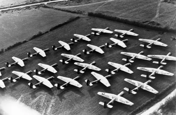 Framed Print : Airspeed AS 51 Horsa-these 24 await their compliment of Framed Print : Airspeed AS 51 Horsa-these 24 await their compliment of