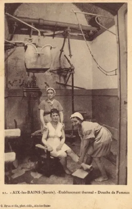 Framed Print : Aix-les-Bains, France - Thermal shower room at the spa