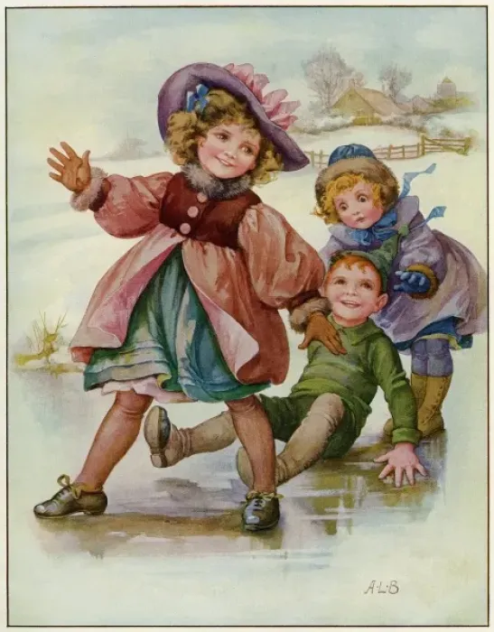 Framed Print : AL Bowley. Fun on the ice (c. 1910) Framed Print : AL Bowley. Fun on the ice (c. 1910)