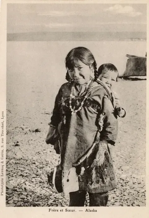 Framed Print : Alaskan Eskimo Girl and her younger Brother - Alaska, USA Framed Print : Alaskan Eskimo Girl and her younger Brother - Alaska, USA
