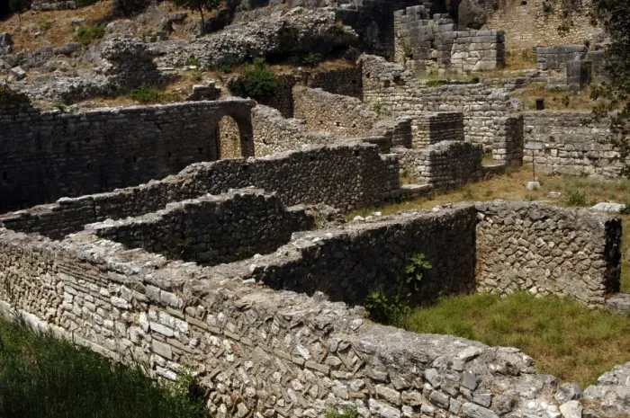 Framed Print : Albania. Butrint. Ruins of the Agora / Forum. 4th century BC Framed Print : Albania. Butrint. Ruins of the Agora / Forum. 4th century BC