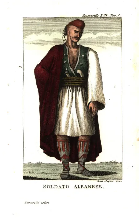 Framed Print : Albanian soldier with dagger in waistband Framed Print : Albanian soldier with dagger in waistband