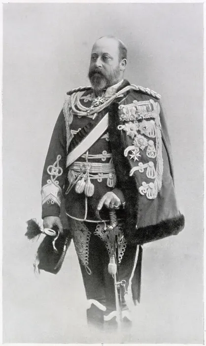 Framed Print : Albert Edward, Prince of Wales (later Edward VII), as the Prussian Hussars. Date: circa 1897 Framed Print : Albert Edward, Prince of Wales (later Edward VII), as the Prussian Hussars. Date: circa 1897