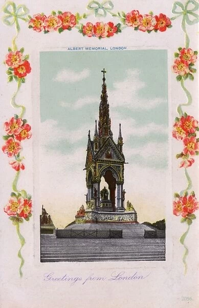 The Albert Memorial, London - with pretty floral border