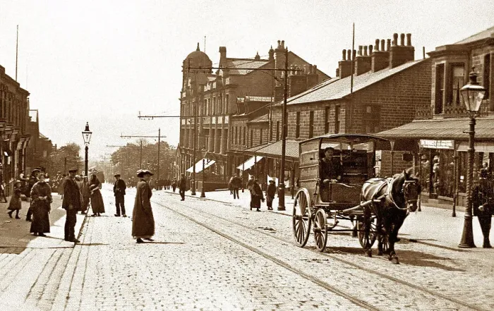 Framed Print : Albert Road, Colne, early 1900s Framed Print : Albert Road, Colne, early 1900s