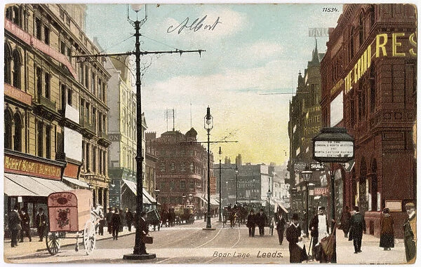 Albert sends this view of Boar Lane, Leeds, to a friend in Ghent