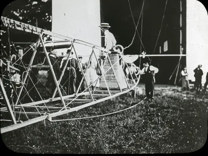 Framed Print : Alberto Santos-Dumont in airship car Framed Print : Alberto Santos-Dumont in airship car