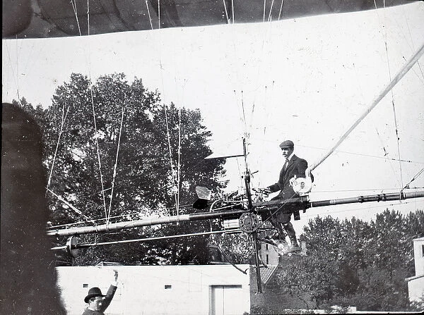 Alberto Santos-Dumont in airship car