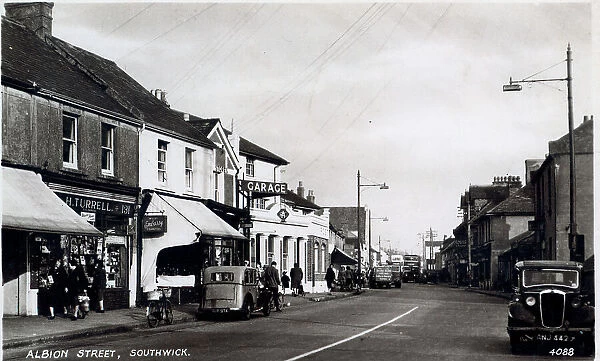 Albion Street, Southwick with cars & double decker bus