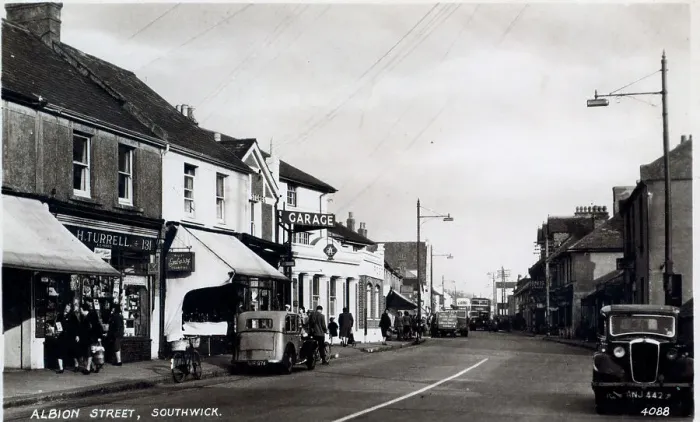 Framed Print : Albion Street, Southwick with cars & double decker bus Framed Print : Albion Street, Southwick with cars & double decker bus