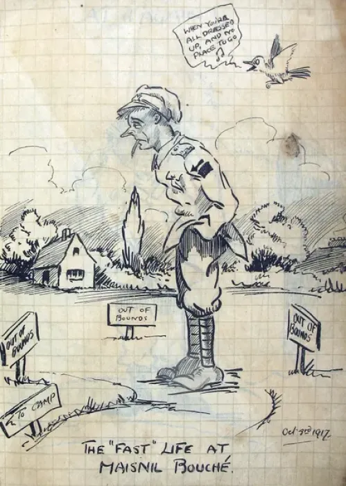 Framed Print : Album of 53 drawings done whilst on sctive service - WWI