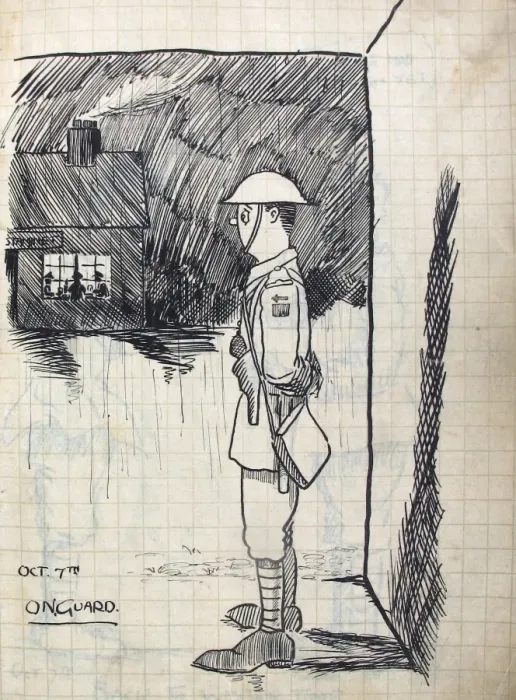 Framed Print : Album of 53 drawings done whilst on sctive service - WWI Framed Print : Album of 53 drawings done whilst on sctive service - WWI