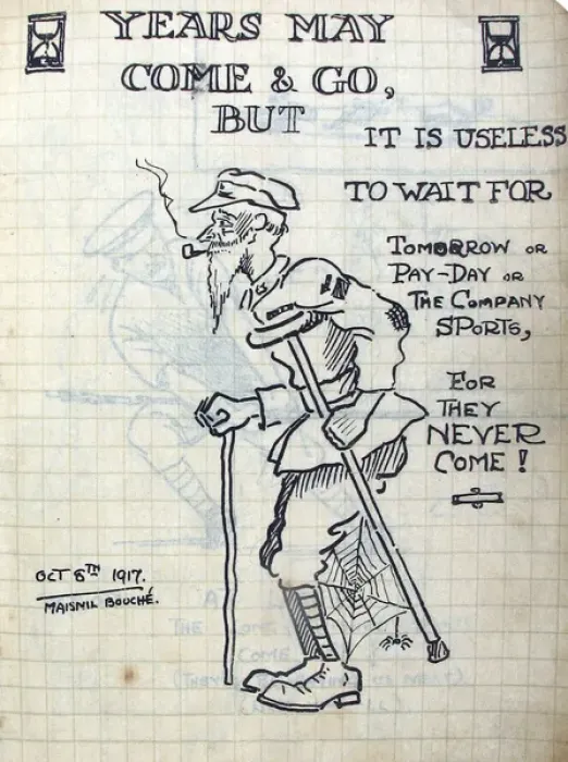 Framed Print : Album of 53 drawings done whilst on sctive service - WWI Framed Print : Album of 53 drawings done whilst on sctive service - WWI