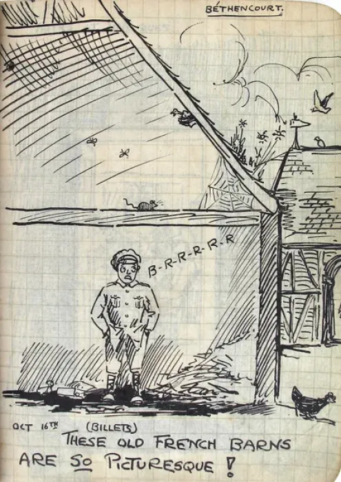 Framed Print : Album of 53 drawings done whilst on sctive service - WWI Framed Print : Album of 53 drawings done whilst on sctive service - WWI