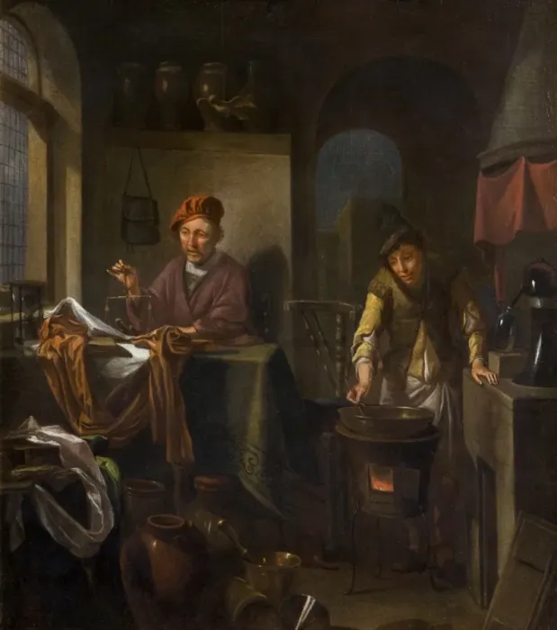 Framed Print : An Alchemist and his Assistant Framed Print : An Alchemist and his Assistant