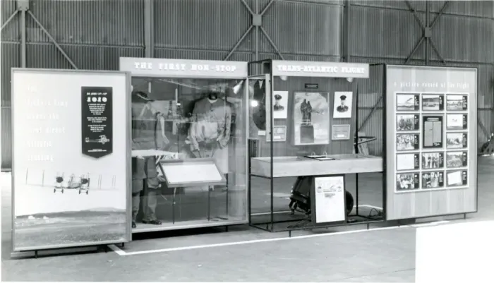 Framed Print : Alcock and Brown momentoes on display at the 1957 Royal ?