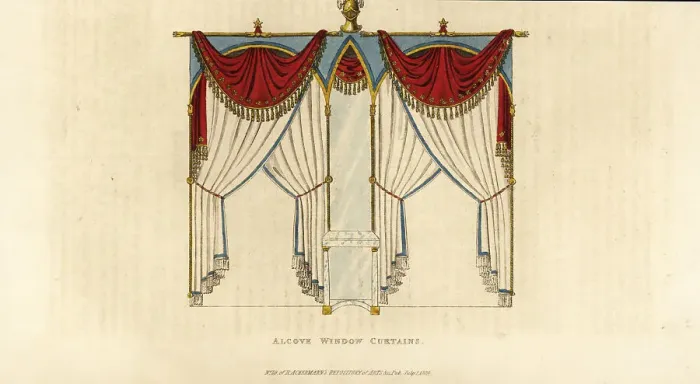 Framed Print : Alcove window curtains Framed Print : Alcove window curtains